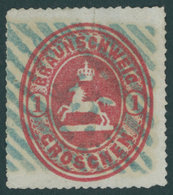 BRAUNSCHWEIG 18 O, 1865, 1 Gr. Rosa Mit Blauem Nummernstempel 45 (VORSFELDE), Pracht - Braunschweig