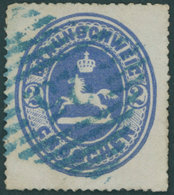 BRAUNSCHWEIG 19 O, 1865, 2 Gr. Dunkelultramarin, Blauer Nummernstempel 25 (JERXHEIM), Pracht, Gepr. Bühler, Mi. (160.-) - Brunswick