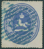 BRAUNSCHWEIG 19 O, 1865, 2 Gr. Dunkelultramarin, Blauer Nummernstempel 25 (JERXHEIM), Pracht, Gepr. Bühler, Mi. (160.-) - Braunschweig