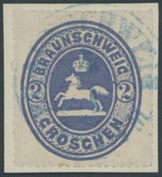 BRAUNSCHWEIG 19 BrfStk, 1865, 2 Gr. Dunkelultramarin, Blauer K2 BRAUNSCHWEIG, Prachtbriefstück, Mi. 160.- - Brunswick