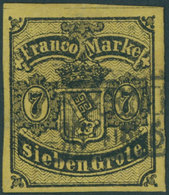 BREMEN 3a O, 1860, 7 Gr. Schwarz Auf Rötlichgelb, Feinst, Mehrfach Signiert, Mi. 900.- - Bremen