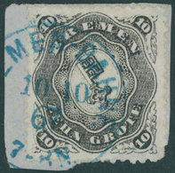 BREMEN 14 BrfStk, 1867, 10 Gr. Schwarz Auf Kleinem Briefstück Mit Blauem Stempel BREMEN-BAHNF., Pracht, Gepr. U.a. Brett - Bremen