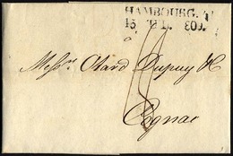 HAMBURG 1809, HAMBOURG. 4., L2 Auf Brief Nach Cognac, Pracht - Other & Unclassified