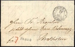 HAMBURG-VORPHILA 1857, K.S.P.A. HAMBURG, K2 Und L1 FRANCO Auf Brief Nach Stockholm, Rückseitiger K1 KDOPA HAMBURG, Feins - Vorphilatelie