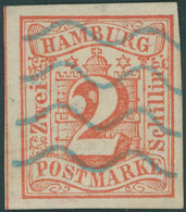 HAMBURG 3 O, 1859, 2 S. Orangerot, Blauer Wellenstempel RITZEBÜTTEL, Pracht, Gepr. U.a. Grobe - Hamburg