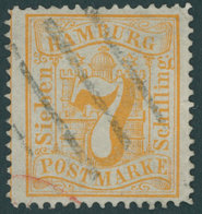 HAMBURG 17 O, 1864, 7 S. Gelblichorange, Pracht, Gepr. Jakubek, Mi. 150.- - Hamburg