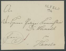 HANNOVER ALFELD, L1 Mit Handschriftlichem Datum, Briefhülle Nach Hameln, Pracht - Prephilately