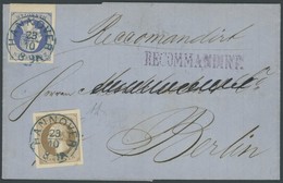 HANNOVER 15a,19a BRIEF, 1863, 2 Gr. Blau Und 3 Gr. Braun, 2 Riesenrandige Kabinettwerte Auf Dekorativem Brief Aus HANNOV - Hannover