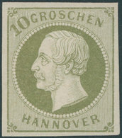 HANNOVER 18 *, 1861, 10 Gr. Dunkelgrünlicholiv, Falzreste, Pracht, Mi. 360.- - Hanover