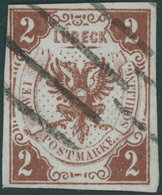 LÜBECK 3 O, 1859, 2 S. Rötlichbraun, Kabinett, Fotoattest Bühler, Mi. (300.-) - Lubeck