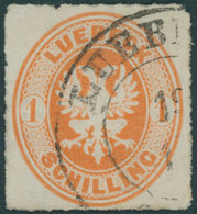 LÜBECK 9B O, 1867, 1 S. Rötlichorange, Durchstochen 10, Obere Rechte Ecke Rund, Sonst Pracht, Gepr. U.a. Brettl, Mi. 600 - Lubeck