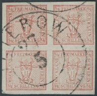 MECKLENBURG SCHWERIN 1 O, 1856, 4/4 S. Graurot, K2 TETEROW, Pracht, Signiert, Mi. 160.- - Mecklenburg-Schwerin