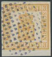 MECKLENBURG SCHWERIN 2b BrfStk, 1861, 3 S. Gelblichorange Mit Bläulichem Punktstempel Von ROSTOCK, Kabinettbriefstück, G - Mecklenburg-Schwerin