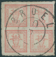 MECKLENBURG SCHWERIN 5a O, 1864, 4/4 S. Lebhaftbräunlichrot, Geripptes Papier, Zentrischer K2 BRUEL, Pracht, Gepr. Schul - Mecklenburg-Schwerin