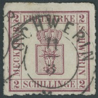 MECKLENBURG SCHWERIN 6a O, 1866, 2 S. Dunkelmagenta, K2 SCHWERIN, Pracht, Gepr. Berger, Mi. 300.- - Mecklenburg-Schwerin