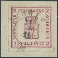 MECKLENBURG SCHWERIN 6a BrfStk, 1866, 2 S. Dunkelmagenta, K2 SCHWERIN, Prachtbriefstück, Signiert, Mi. (300.-) - Mecklenburg-Schwerin