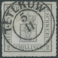 MECKLENBURG SCHWERIN 6b O, 1867, 2 S. Blaugrau, Zentrischer K2 TETEROW, Dünne Stellen Behoben, Bildseitig Kabinett, Mi.  - Mecklenburg-Schwerin