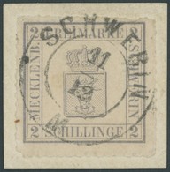 MECKLENBURG SCHWERIN 6b BrfStk, 1867, 2 S. Blaugrau, Zentrischer K2 SCHWERIN, Kleine Durchstichfehler Sonst Prachtbriefs - Mecklenburg-Schwerin