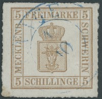 MECKLENBURG SCHWERIN 8x O, 1864, 5 S. Orangebraun, Normales Papier, Blauer K2, Pracht, Mi. 320.- - Mecklenburg-Schwerin