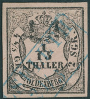 OLDENBURG 3III O, 1859, 1/15 Th. Schwarz Auf Mattbräunlichrot, Type III, Blauer R2 ELSFLETH, Kabinett, Fotobefund Berger - Oldenburg