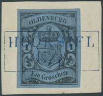 OLDENBURG 6a BrfStk, 1859, 1 Gr. Schwarz Auf Hellblau, Idealer Blauer R2 HOCKSIEL, Luxusbriefstück - Oldenbourg