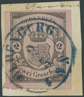 OLDENBURG 7 BrfStk, 1859, 2 Gr. Schwarz Auf Mattrötlichkarmin, Blauer K2 OLDENBURG, Breit-riesenrandig, Kabinettbriefstü - Oldenbourg