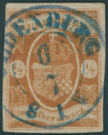 OLDENBURG 11a O, 1861, 1/2 Gr. Hellrotbraun, Idealer Zentrischer Blauer K2 OLDENBURG, Kabinett, Gepr. Kauert, Mi. 650.- - Oldenbourg
