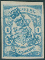 OLDENBURG 12a O, 1861, 1 Gr. Blau, Blauer R2 BERNE, Pracht, Gepr. Brettl, Mi. (220.-) - Oldenbourg