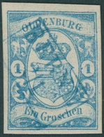 OLDENBURG 12a O, 1861, 1 Gr. Blau, Blauer R2 BERNE, Pracht, Gepr. Brettl, Mi. (220.-) - Oldenburg