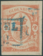 OLDENBURG 13 O, 1861, 2 Gr. Schwärzlichrotorange, Pracht, Gepr. Brettl, Mi. 550.- - Oldenbourg