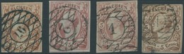 SACHSEN 12 O, 1856, 5 Ngr. Rot, 4 Pracht- Und Kabinettwerte In Verschiedenen Farben - Sachsen