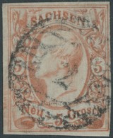 SACHSEN 12b O, 1860, 5 Ngr. Lebhaftorangerot, Pracht, Gepr. U.a. Brettl, Mi. 400.- - Saxony