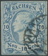 SACHSEN 13a O, 1856, 10 Ngr. Milchblau, Pracht, Gepr. Bühler, Mi. 300.- - Saxony