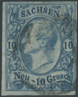 SACHSEN 13c O, 1861, 10 Ngr. Blau, III. Auflage, Pracht, Gepr. Pfenninger, Mi. 420.- - Saxony