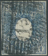 SCHLESWIG-HOLSTEIN 1a O, 1850, 1 S. Preußischblau Mit Seltenem Nummernstempel 13 (HEIDE), Kleine Rückseitige Korrekturen - Schleswig-Holstein