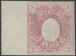 SCHLESWIG-HOLSTEIN 2a *, 1850, 2 S. Lebhaftrosa Mit Breitem Linken Rand, Falzreste, Pracht, Gepr. Jakubek, Mi. (700.-) - Schleswig-Holstein