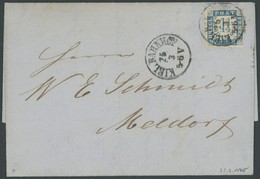 SCHLESWIG-HOLSTEIN 7 BRIEF, 1865, 11/4 S. Mittelblau/weißrosa Mit K1 KIEL BAHNHOF, Rückseitiger Bahnpoststempel, Prachtb - Schleswig-Holstein