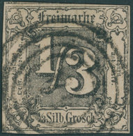 THURN Und TAXIS 2 O, 1858, 1/3 Sgr. Schwarz Auf Hellbraunocker, Voll-überrandig, Pracht, Signiert, Mi. (150.-) - Other & Unclassified