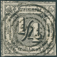 THURN Und TAXIS 26 O, 1864, 1/4 Sgr. Schwarz, Nummernstempel 273 (GOTHA), Allseits Riesenrandig, Kabinett, Gepr. Sem - Other & Unclassified