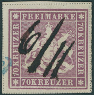 WÜRTTEMBERG 42b O, 1873, 70 Kr. Rotlila, Feld 3, Mit Handschriftlicher Entwertung 6/11, Allseits Breitrandig Mit Allen T - Sonstige & Ohne Zuordnung