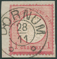 Dt. Reich 19 BrfStk, 1872, 1 Gr. Rotkarmin, Hannover K2 DORNUM, Kabinettbriefstück, Fotobefund Brugger - Gebraucht