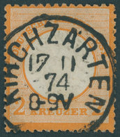 Dt. Reich 24 O, 1872, 2 Kr. Orange, Idealer Zentrischer K1 KIRCHZARTEN, Pracht, Gepr. Pfenninger Und Fotoattest Hennies, - Used Stamps