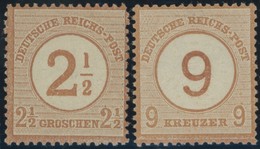 Dt. Reich 29/30 **, 1874, 21/2 Auf 21/2 Gr. Und 9 Auf 9 Kr. Braunorange, Postfrisch, 2 Prachtwerte, Mi. 340.- - Used Stamps