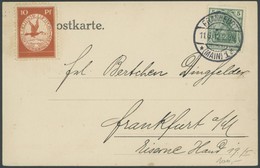 Dt. Reich 85,I BRIEF, 1912, 5 Pf. Germania Mit Tagesstempel FRANKFURT 11.6. Und Ungestempelter 10 Pf. Flugpost Rhein Und - Sonstige & Ohne Zuordnung