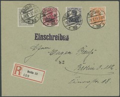 Dt. Reich 106c BRIEF, 1919, 15 Pf. Schwarzviolett Mit Zusatzfrankatur Auf Portogerechtem Orts-Einschreibbrief, Pracht, F - Gebraucht