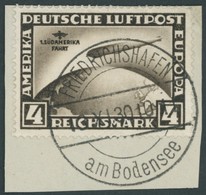 Dt. Reich 439Y BrfStk, 1930, 4 RM Südamerikafahrt, Wz. Stehend, Auf Briefstück (Marke Zur Kontrolle Gelöst Und Mit Falz  - Sonstige & Ohne Zuordnung