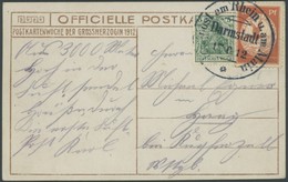 ZEPPELINPOST 10 BRIEF, 1912, 10 Pf. Flp. Am Rhein Und Main Auf Flugpostkarte (Herzogliche Familie) Mit 5 Pf. Zusatzfrank - Luft- Und Zeppelinpost