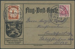 ZEPPELINPOST 11 BRIEF, 1912, 20 Pf. Flp. Am Rhein Und Main Auf Orts-Flugpostkarte Graubraun Mit 20 Pf. Zusatzfrankatur,  - Luft- Und Zeppelinpost