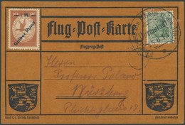 ZEPPELINPOST 13 BRIEF, 1912, 1 M. Gelber Hund Mit Druckzufälligkeiten Gespaltenes T Und H Von Hund Gebrochen, Ungestempe - Airmail & Zeppelin