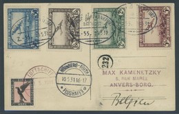 ZULEITUNGSPOST 107 BRIEF, Belgien: Fahrt Nach Nürnberg, Frankiert Mit Mi.Nr. 280-83 (entwertet Mit Bahnpoststempel), Sow - Zeppeline